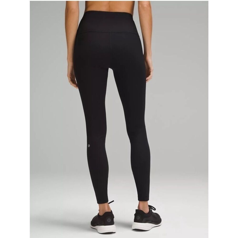 Lululemon Wunder Train Ribbed Hi Rise Tight Black Full Length Womens 10